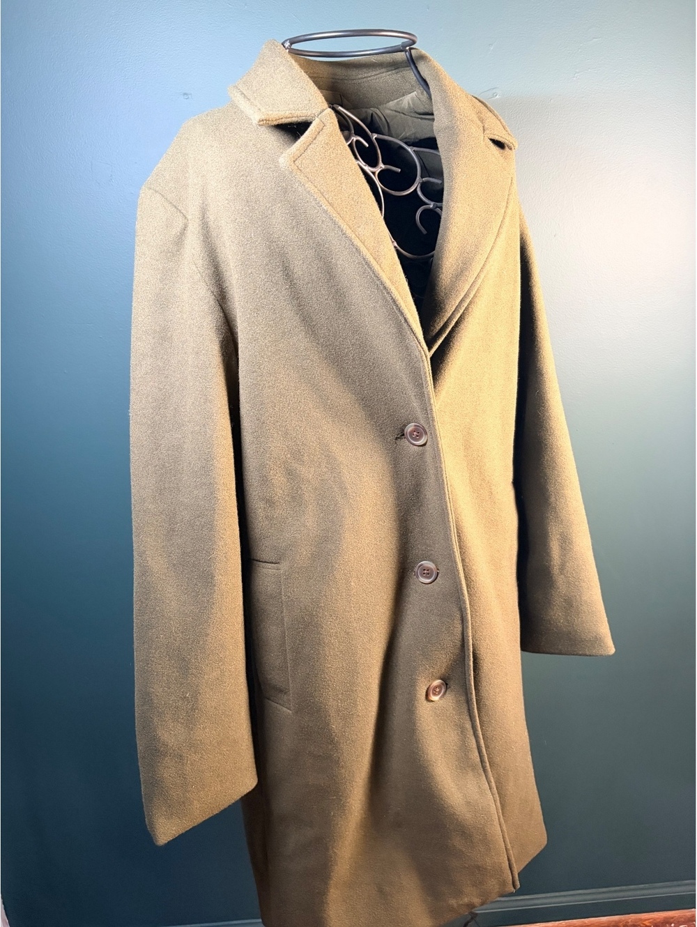 NWT Old Navy Olive Green Wool Blend Car Coat Jacket Size S Fall Winter Chic